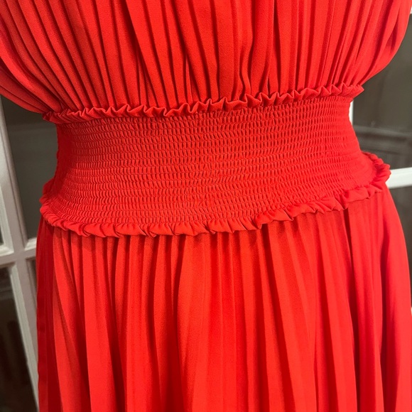 Nanette Lepore Pleated Elastic Waist Lined Dress Red Size 14 - Picture 7 of 10